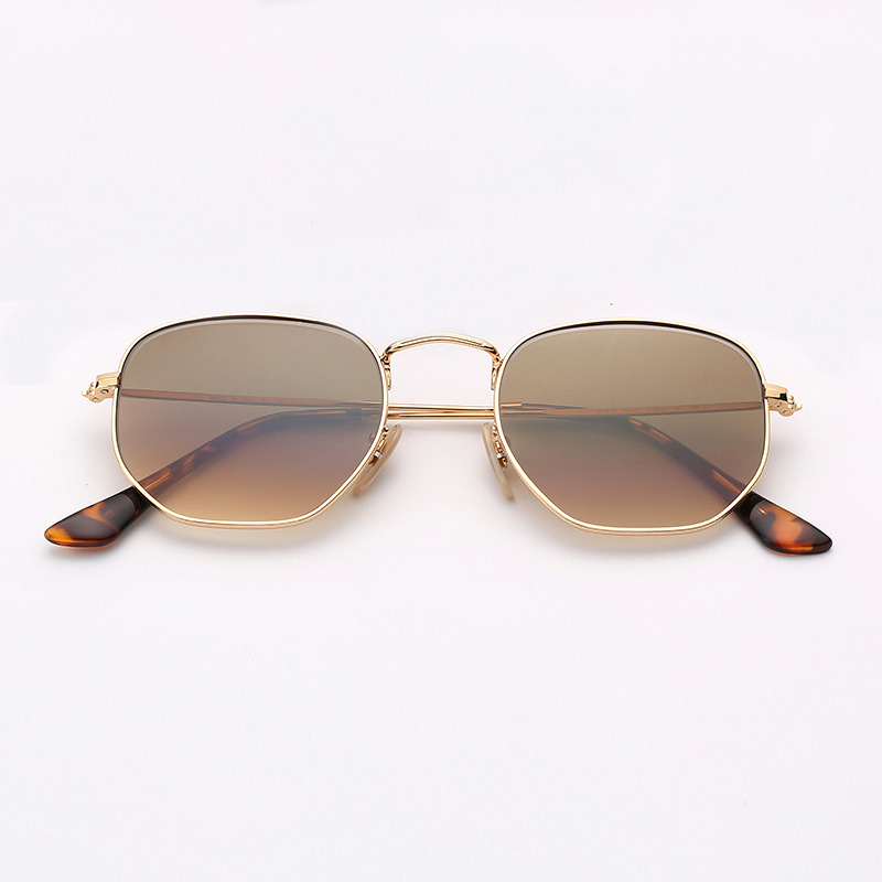 

Fashion Mens Sunglasses Hexagonal Sun Glasses Woman Eyeware Gold Frame Pink Mirror Lenses Des Lunettes De Soleil with Top Free leather case and sticker