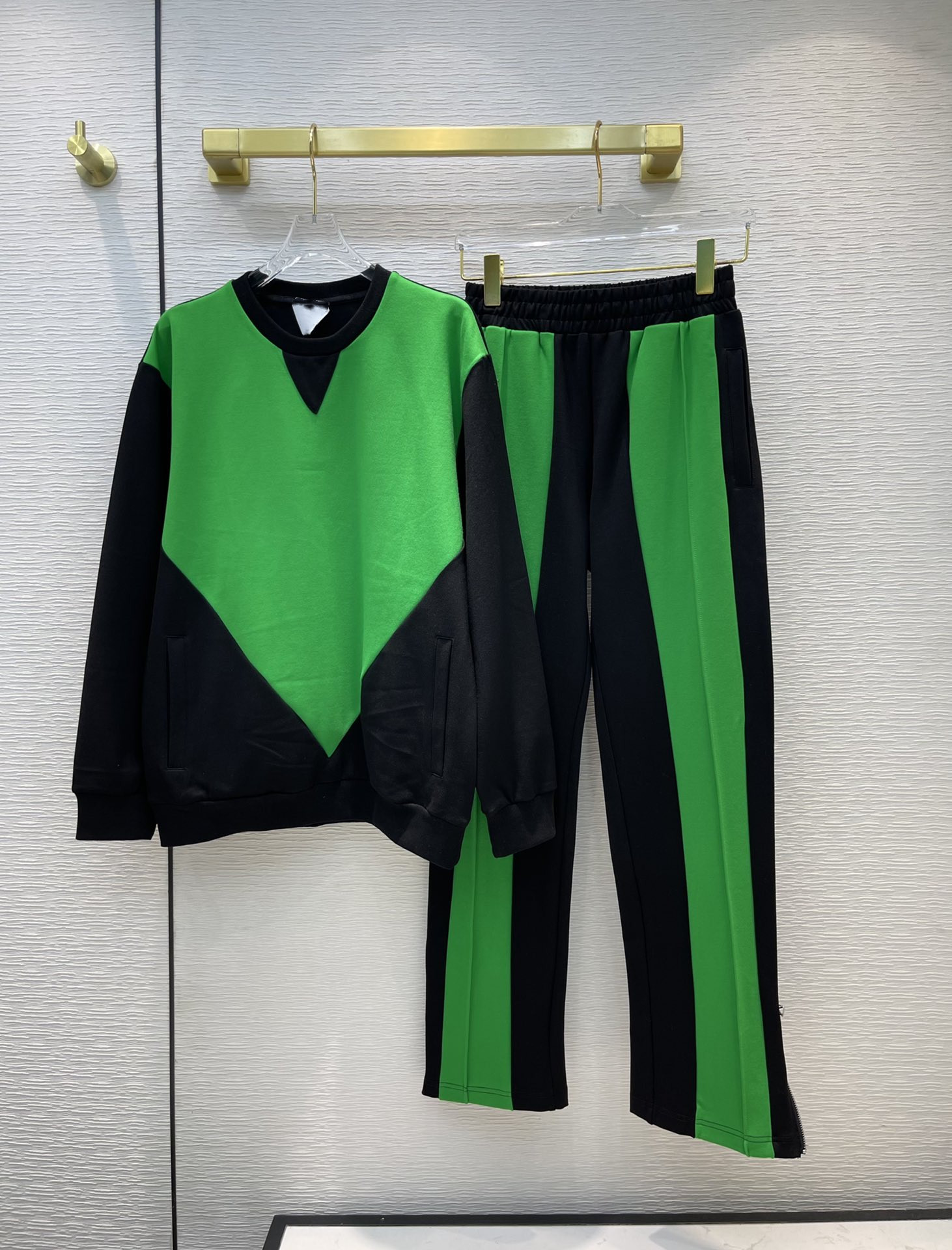 

Milan Runway Pants 2021 Autumn Loose Patchwork Sports Fashion Designer Pants Brand Same Style Pants Women' 0812-21, Green