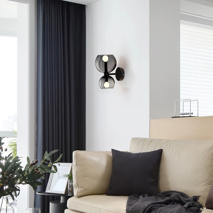 

Nordic modern light luxury creative glass wall lamp simple bedroom bedside lights study art design living room wall lamps