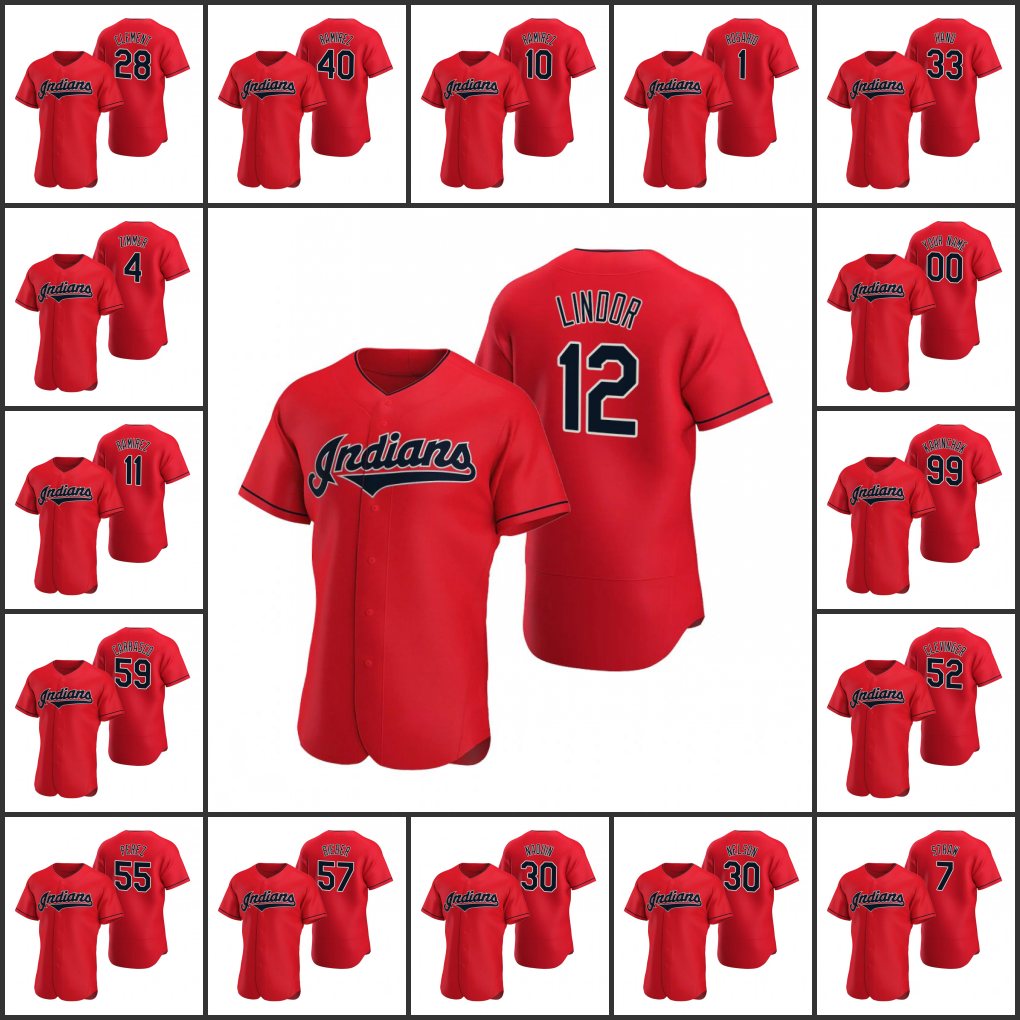 

ClevelandIndians Men Women Youth #7 Myles Straw 99 James Karinchak 11 Jose Ramirez 59 Carlos Carrasco 12 Francisco Lindor Custom Red Authentic Alternate Jersey