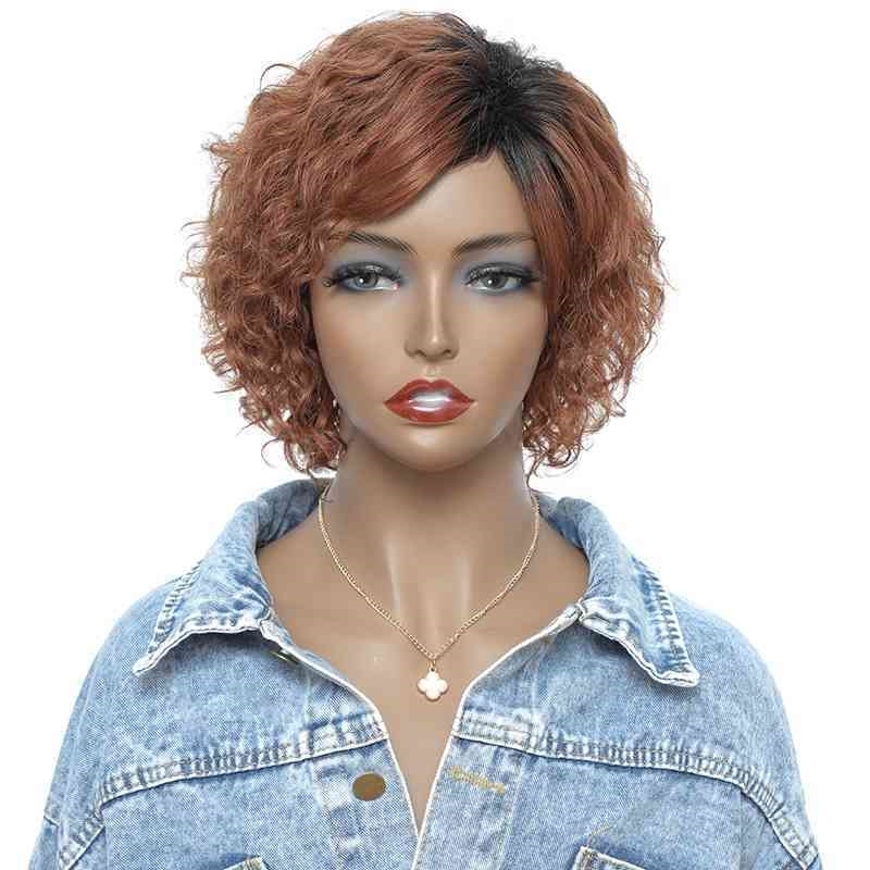 

short hair Pure human headgear women's small curly wig mixed batch, Natural color