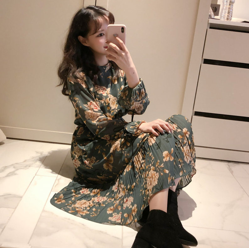 floral straps Autumn Spring A Line Office Lady Dress Women o neck Casual Dresses Vestido 210417Z