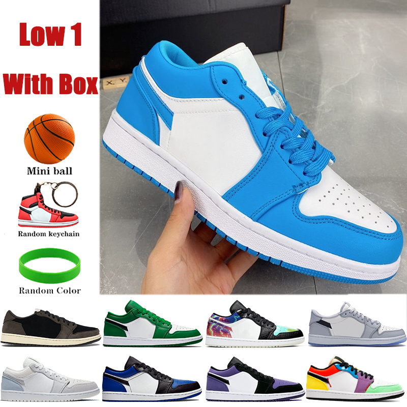 

With Box low 1 1s mens Basketball Shoes UNC OG SP Travis Scotts Paris galaxy pine green men women sneakers trainers, Bubble wrap packaging