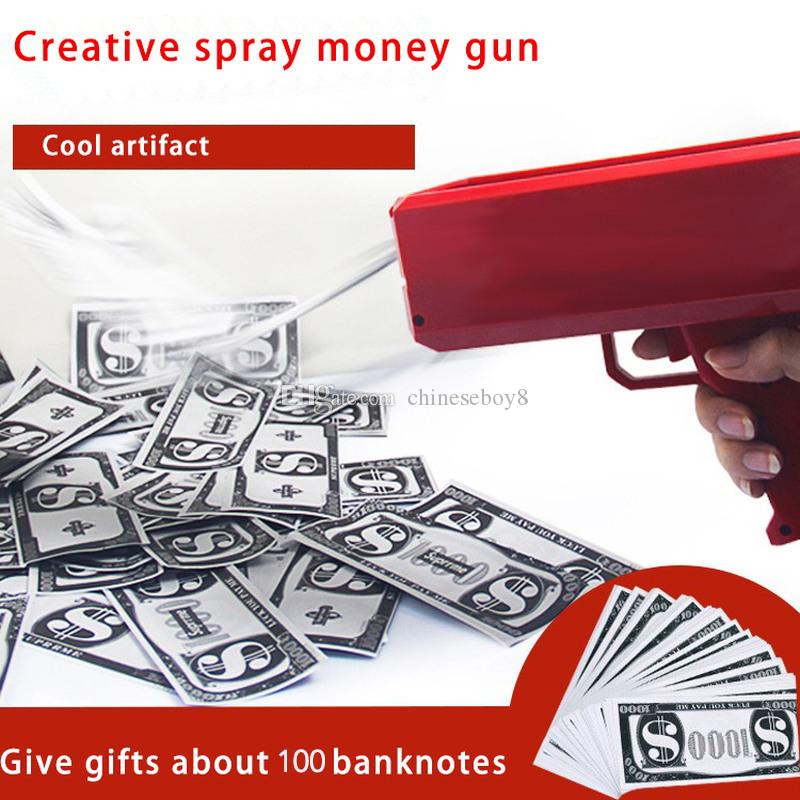 

Fashion Make It Rains Spray Money Gun Cash Cannon Toy Spit Banknotes Game Gun Christmas Gift Decompression Shot Toys Funny Party Pistol Toy