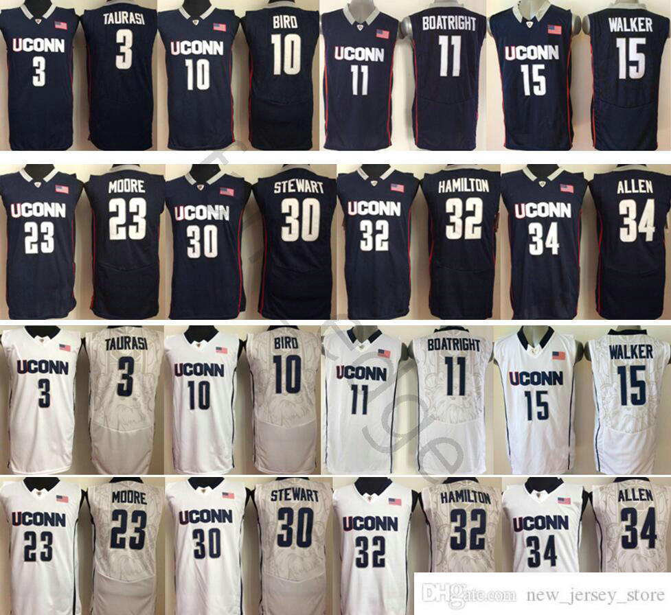 

NCAA Uconn Huskies College 15 Kemba Walker 11 Boatright 23 Maya Moore Hamilton Taurasi Stewart 10 Sue Bird 34 Ray Allen Basketball Jerseys, Blue