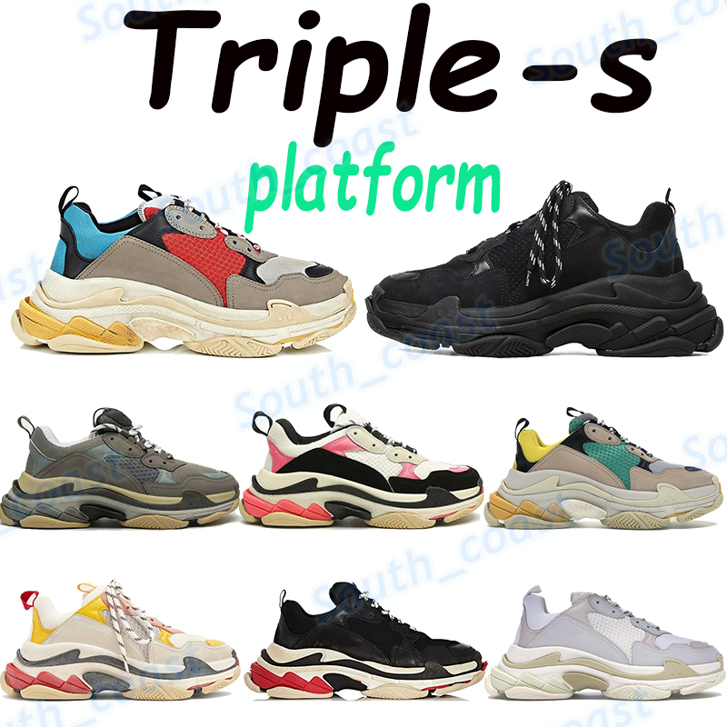 

Classic triple s mens casual shoes platform sneakers beige green yellow black white gym red blue grey men women trainers US 6-12, Bubble wrap packaging