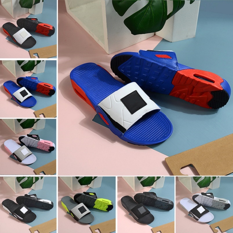 

cool summer 90 men women slippers slides 90s triple black white grey outdoor mens flat flip flops beach hotel platform sandals 36-45, Color#1