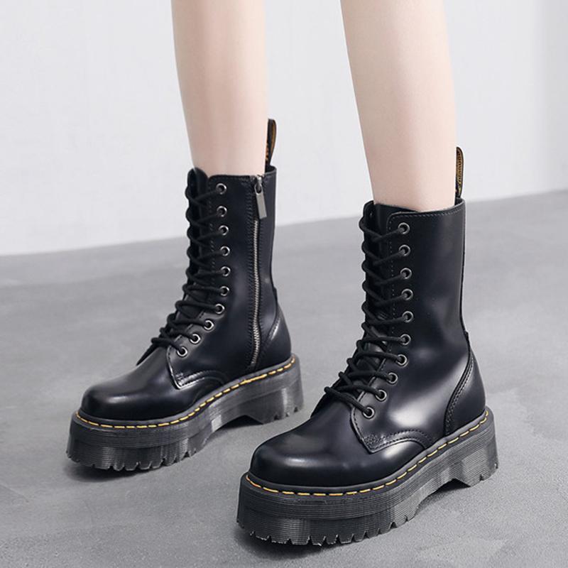 Boots Knight 1460 Female 10-hole Zipper British Motorcycle Shoes Men And Women Round Toe Real Soft Leather To