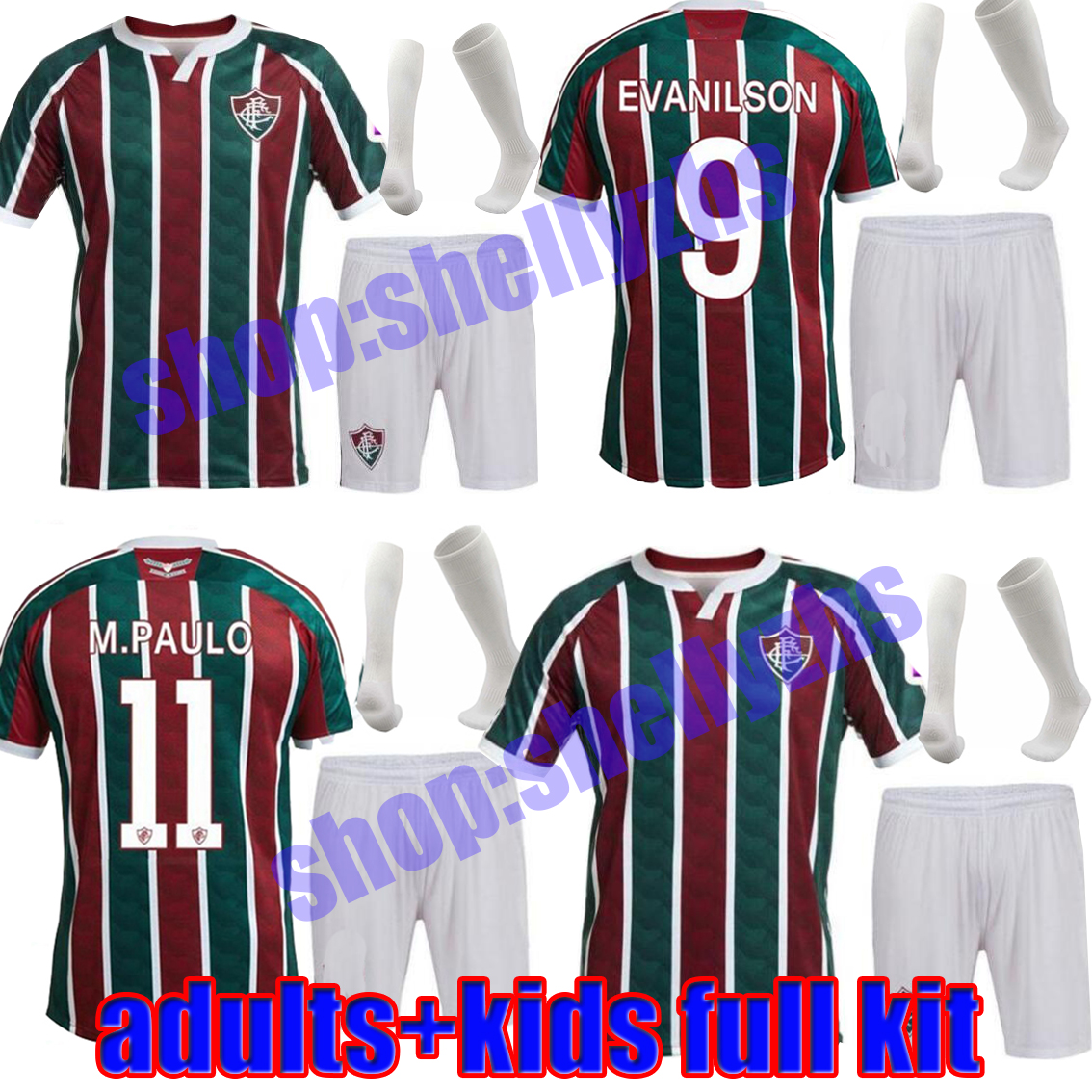 

adults+kids kit Fluminense soccer jerseys 2021 NENE FRED PH GANSO MARCOS PAULO football jersey CALEGARI MIGUEL sports wear camisa de tricolor man kids shirts 21/22, 21 /22 home full kit with patch