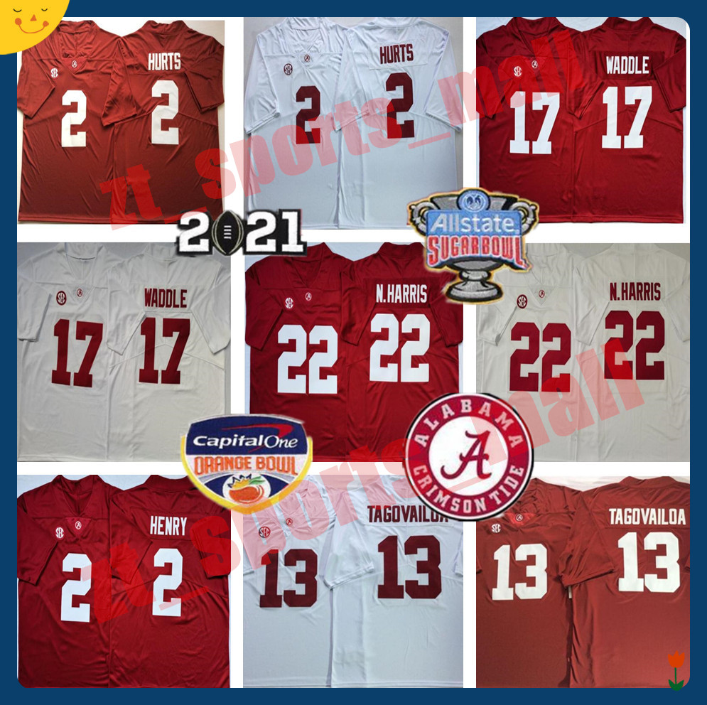 

2021 Playoff Alabama Crimson Tide Mac Jones Jersey NCAA Jaylen Waddle Tua Tagovailoa Najee Harris Devonta Smith Jalen Hurts John Metchie III, Black;red