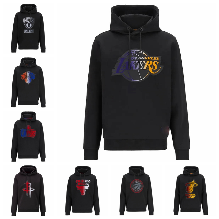 

Los Angeles Lakers Knicks Heat Clippers Rockets Bulls Nets MEN Bounce Pullover Hoodie, Black