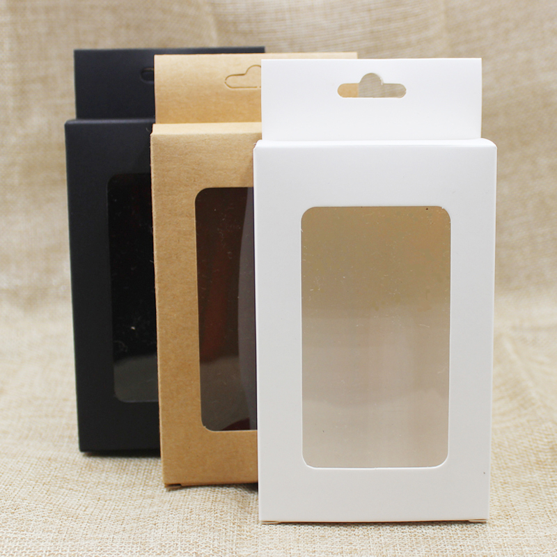 

white/black/kraft paper hanger window box for products/favors display Popular cardboard phone case boxes package
