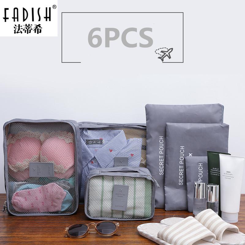 

Duffel Bags 6pcs/set Travel Accessories Fashion Waterproof Polyester Men And Women Packing Organizer, Random color