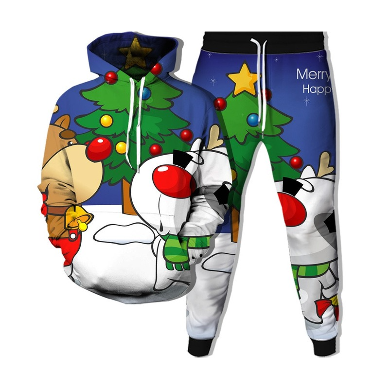 

2021 New Christmas 3d Printed Sweater Hoodie Suit Loose Jacket Men, Gray