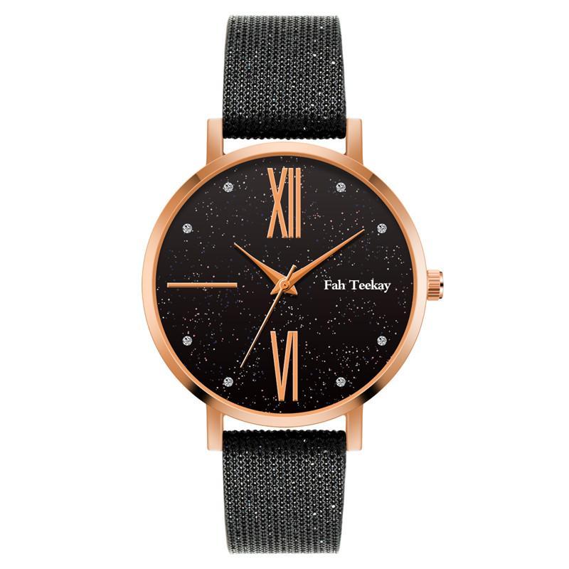 

Wristwatches Luxury Starry Sky Women Fashion Watches Colorful Leather Black Watch 2021 Casual Roma Ladies Female Quartz Clock, Red