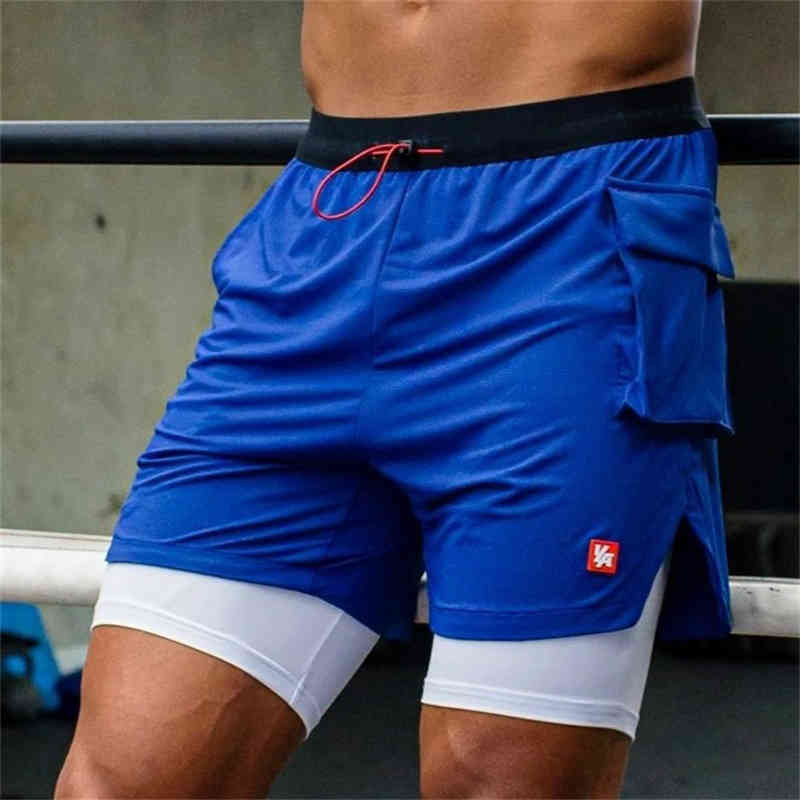 

2022 new men's sports pants fitness summer running training breathable elastic leisure double layer SHORTS MEN, Orange