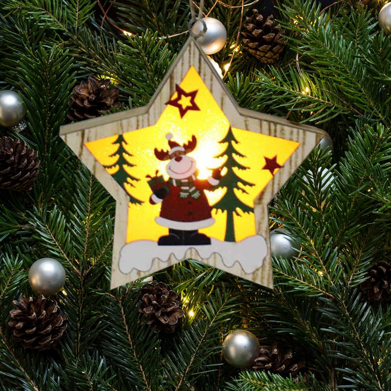 

Christmas Decorations LED Lights Wooden Luminous Mini Santa Claus Design Ornaments Crafts Desktop