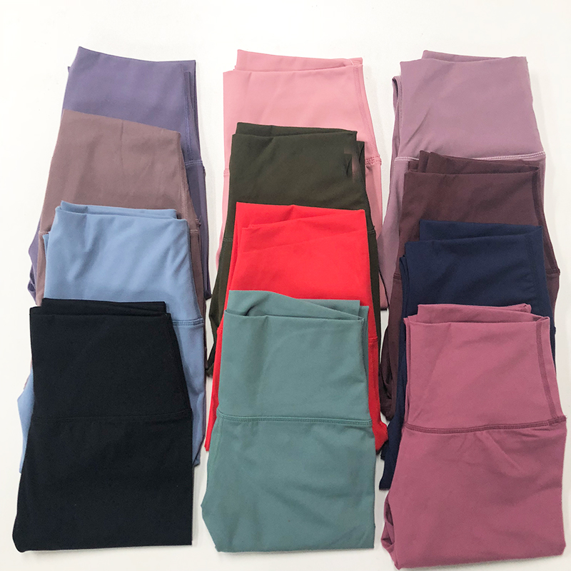 

Lycra fabric Solid Color Women yoga pants High Waist Sports Gym Wear Leggings Elastic Fitness Lady Outdoor Sports Trousers, Black