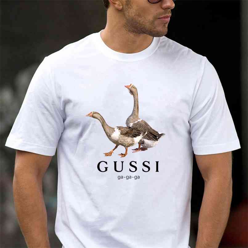 

TriDitya 50737# Cool Unisex T Shirt Animal Goose Men's Tshirt Fashion O Neck Short Sleeve Tops Custom-made 210707, 50737 white