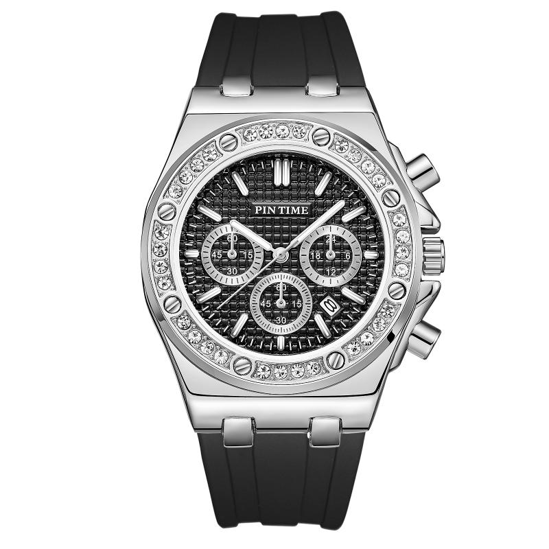 

Wristwatches 2021 PINTIME Luxury Fashion Quartz Business Watch Simple Lady Leather Band And Stylish Rhinestone Wristwatch Men's, Rose white-white