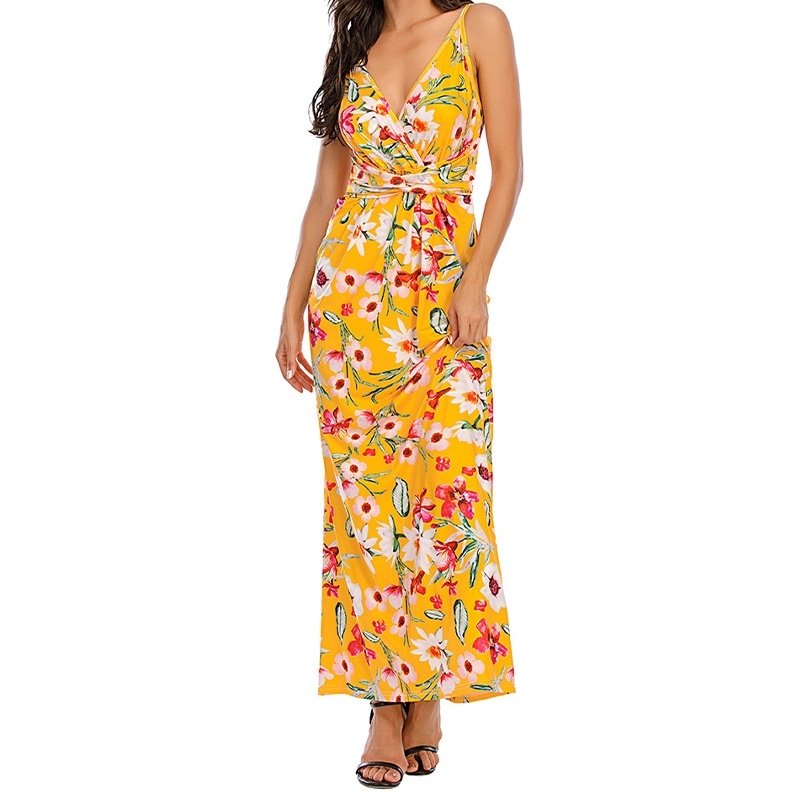 

2021 summer new women's fashion sling printed beach dress, Black;gray