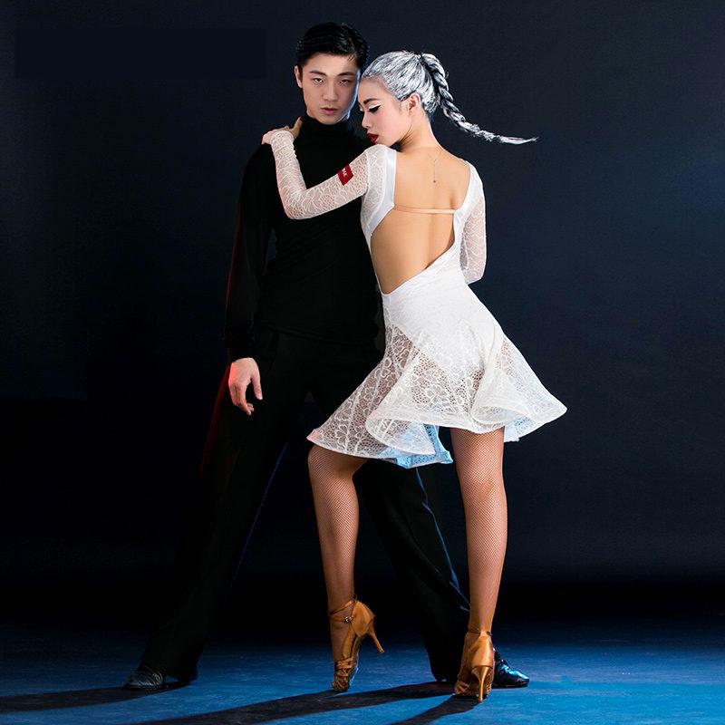 

Stage Wear Lace Sexy Latin Ballroom Dress Modern Dance Costume Dresses For Women Tango Fringe Salsa Costumes, Black