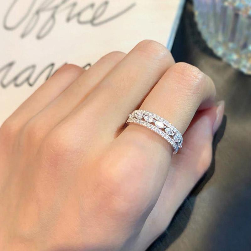 

Wedding Rings Engagement For Women Adjustable Hollow Cubic Zirconia Silver Color Jewelry Wholesale Gift KAR110, Slivery;golden