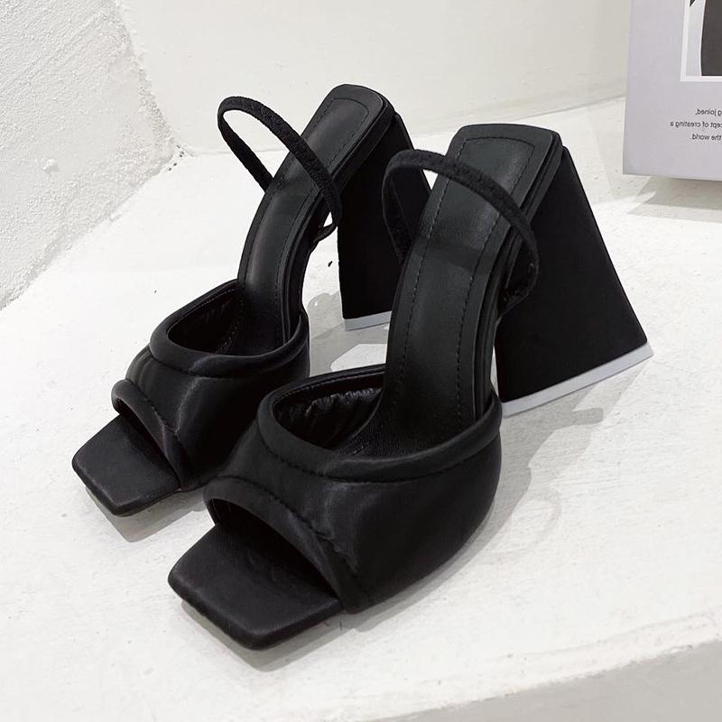 

Sandals 2022 Summer Pumps Party Slippers Shoes Women Triangle High Heels Slip On Square Toe Slides Sandal Lady Pump Mules, Sjd-y black