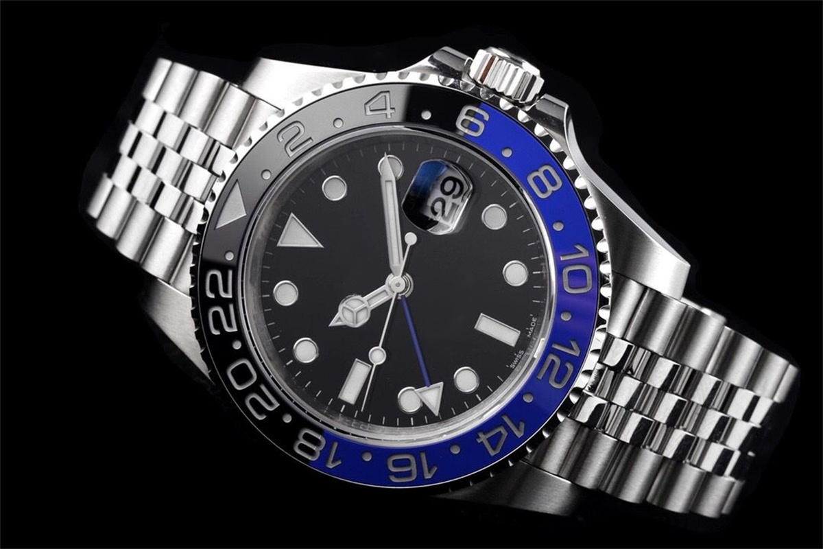 

Men's 4-pin red and blue Cola ceramic ring watch, 316 static steel shell, black dial, automatic mechanical movement, sapphire mirror, Single row non delivery