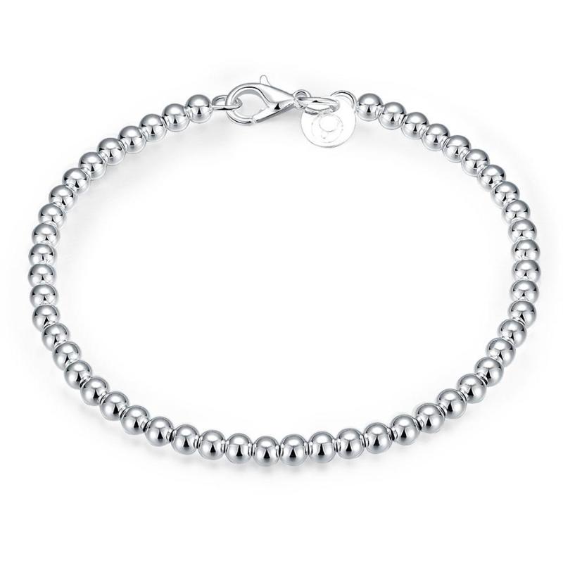 

Charm Bracelets 4MM Buddha Bead Bracelet - Hollow Foreign Trade Ball Silver Popcorn
