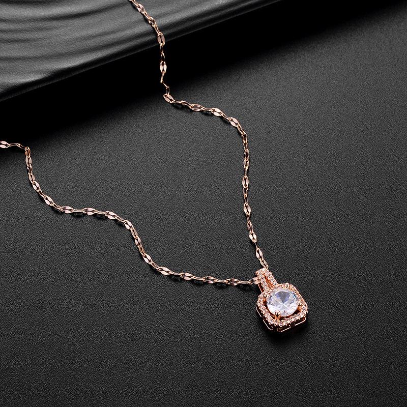 

Pendant Necklaces Zircon Stainless Steel Necklace Clavicle Gold Rose Japanese And Korean Women's Wholesale Jewelry