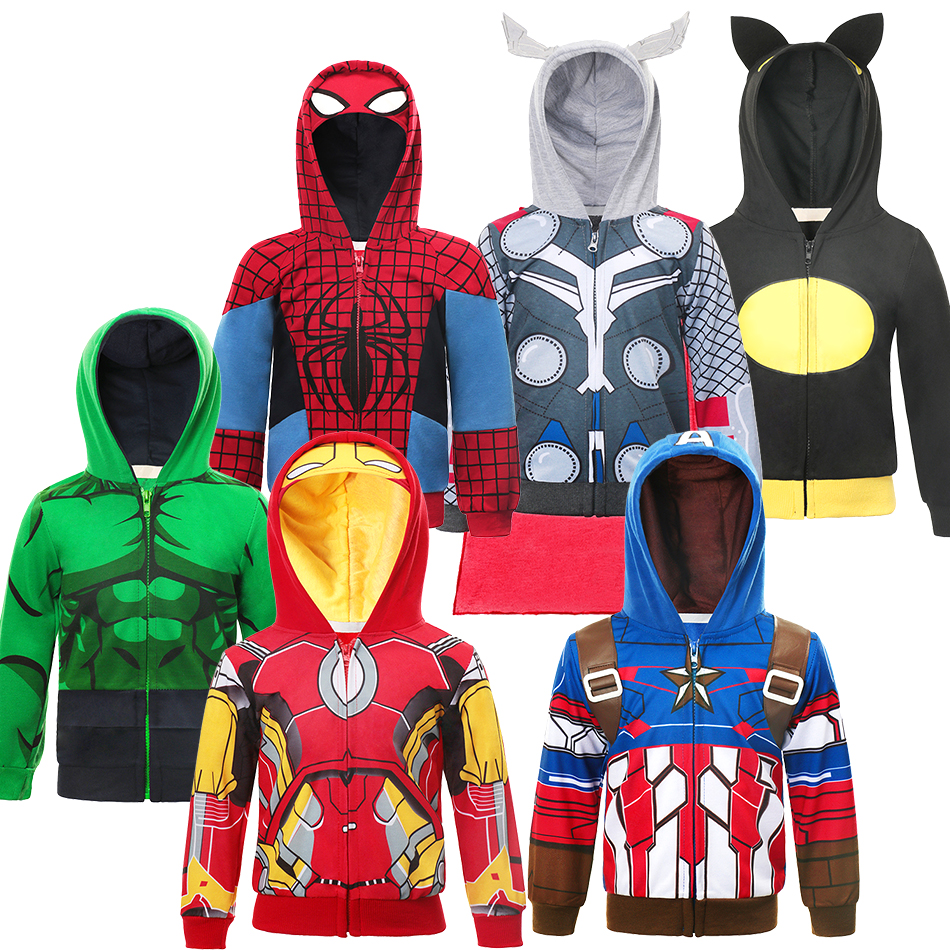 

baby boys cool erheroes hoodie cartoon sweatshirt kids cars clothes spring autumn thin coat children hooded jacket role play, Black