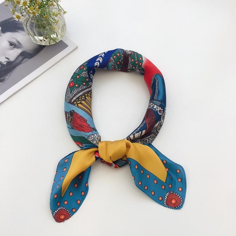 

Scarves Yishine 2021 70x70cm Geometric Figure Chain Print Square Scarf Women Bandana Hairband Lady Head Wraps Female Shawl Neckerchief