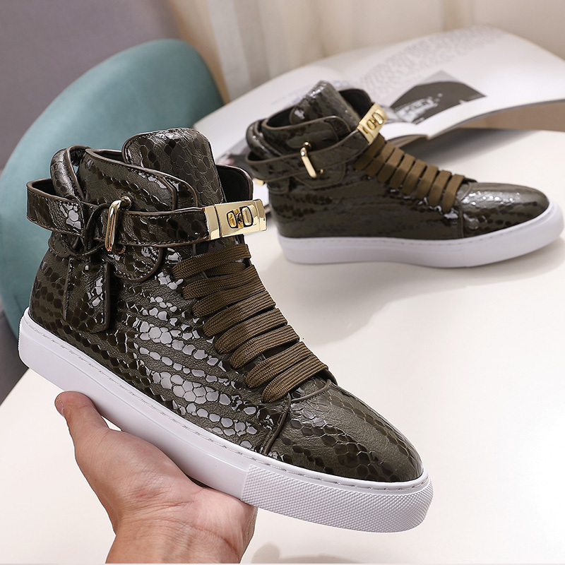 

Dress Shoes Com pele homens em relevo crocodilo inverno quente alta superior tênis de bloqueio rendas couro real masculino vermelho sapatos FKN8, 1# shoe box