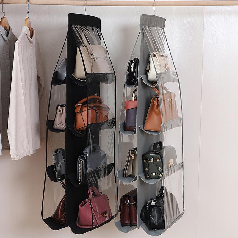 

Storage Bags Hanging Handbag Organizer Wardrobr Closet Shoes Transparent Door Wall Sundries Clothes Bag Home