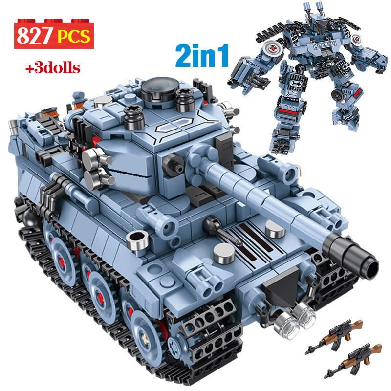 

810Pcs M1A2 Abrams Main Battle Building Blocks Tiger Heavy Tank WW2 Deformation Robot Bricks Toys for Boys Kids 1008