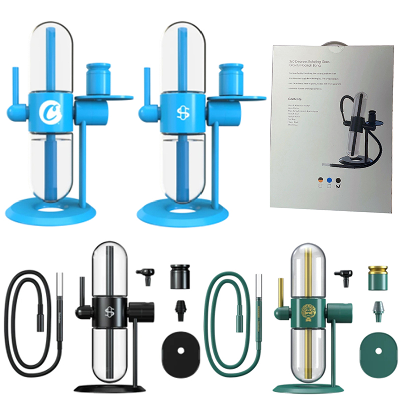 

3 Colors Stundenglass Gravity Bong Cookies Water Hookahs Kits Blue Glass Oil Rigs Pipes Smoking Accessories Tobacco Recycler Smoke Bongs Dab Dried Herb Concentrate