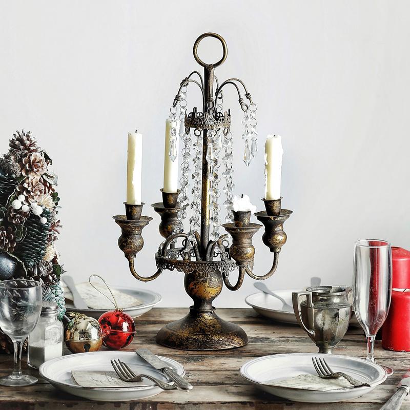 

Candle Holders American Retro Candlesticks Metal Decor Old Tea Light Holder Candlelight Dinner Bougeoir Table Centerpiece