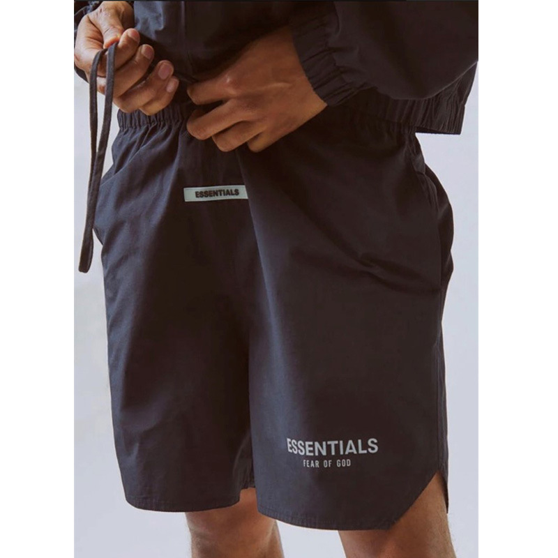 

2021 Fashion Summer USA 3M Reflective Nylon Shorts Matcha green Women Men 6th High Street Middle Jogging Pants, Black