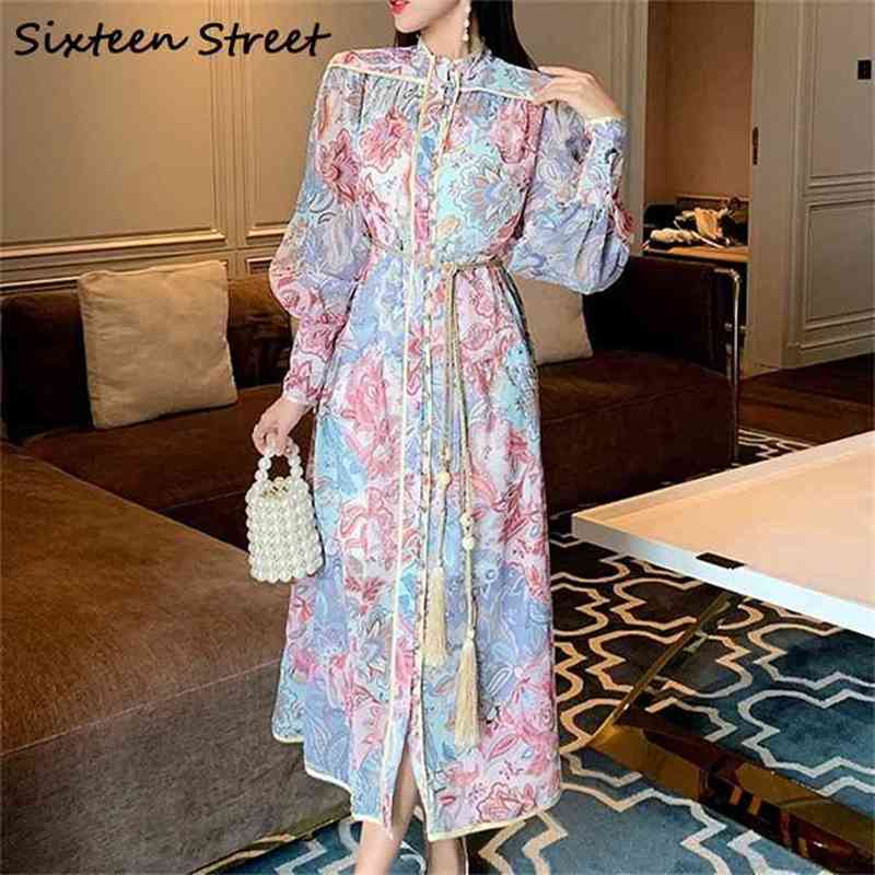 

Woman Dresses Single-breasted O-neck Long Sleeve silk Vintage Elegant Vestidos Ladies Winter Dress Female Clothing 210603, The picture color