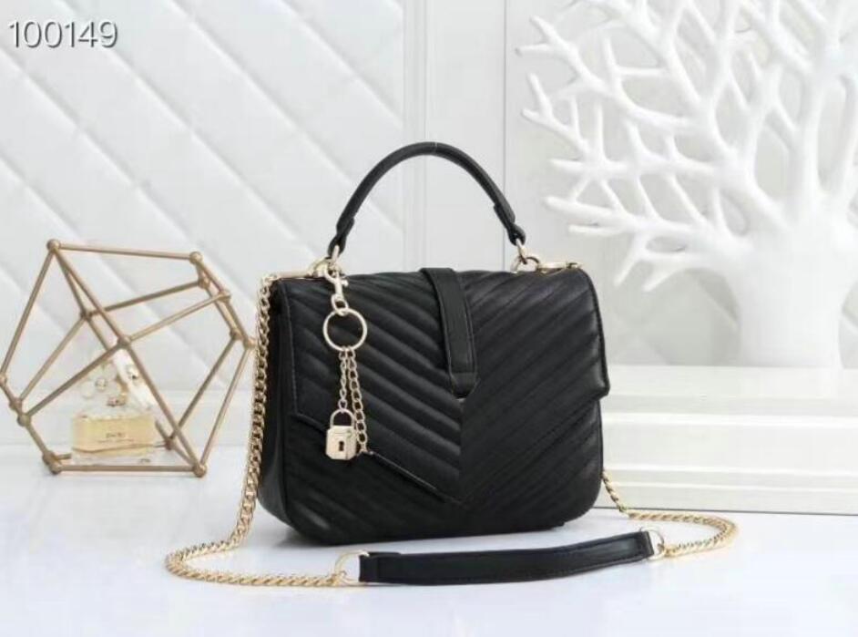

designer Crossbody handbags metal chain gold silver luxury fashion designer handbag genuine leather bag flip cover diagonal shoulder bags, All black
