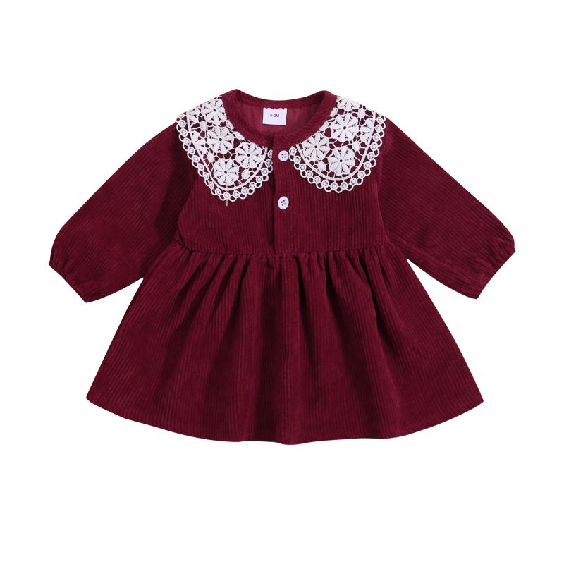 

Girl's Dresses Ma&Baby 0-24M Toddler Born Baby Girls Dress Autumn Spring Lace Corduroy For Clothes Costume DD40, Red;yellow