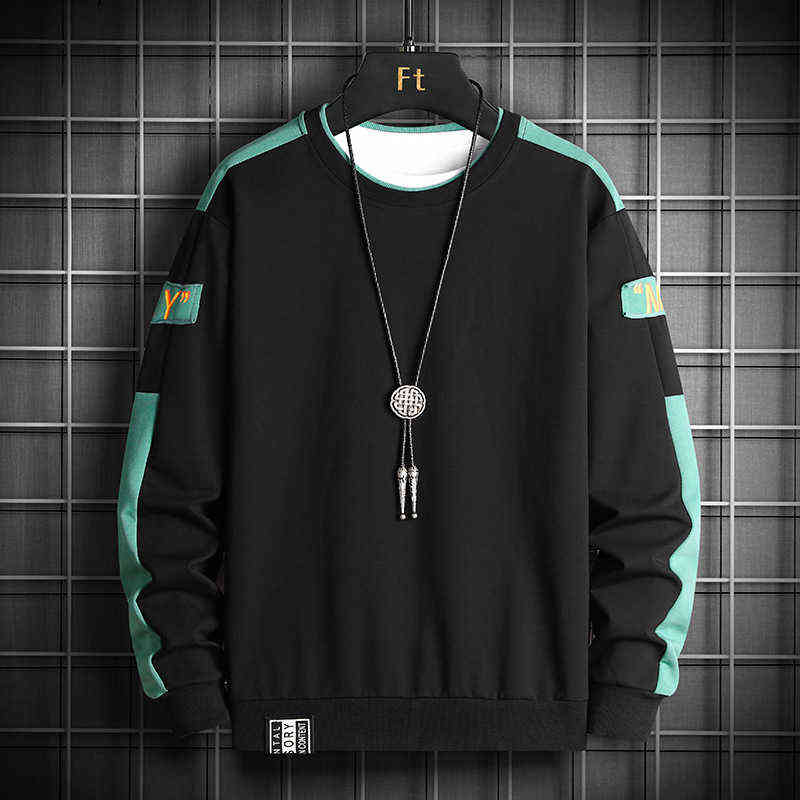 Hoodies Hommes Casual Marque À Manches Longues Col Rond Hommes Sweats Casual Patchwork De Mode Streetwear Pull Homme À Capuche 211217