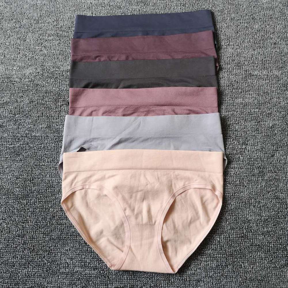 

F078 women's underwear triangle seamless middle waist high fork, Black;white