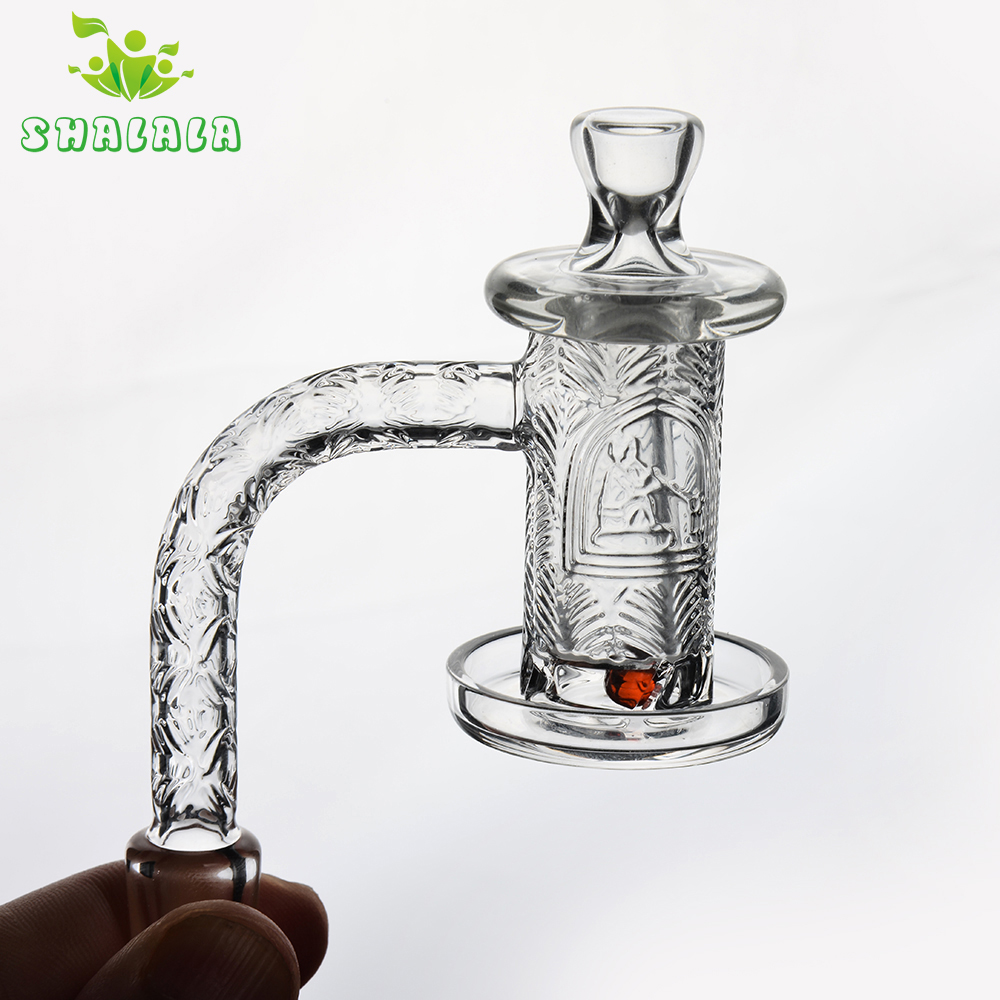 

New Quartz Spinner Banger Set Deep Carving Pattern Smoking Accessories with 1 Glass Terp Pearl 1 Carb Cap 1 Glass Cone Joint for Dab Rigs Bong 821 822