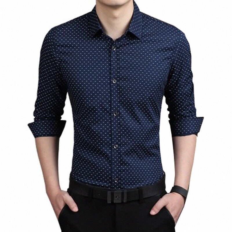 Men's Shirt Polka Dot Plus Size Classic Collar Daily Holiday Long Sleeve Tops Basic Streetwear Green White Khaki / Summer / Work a2a7#