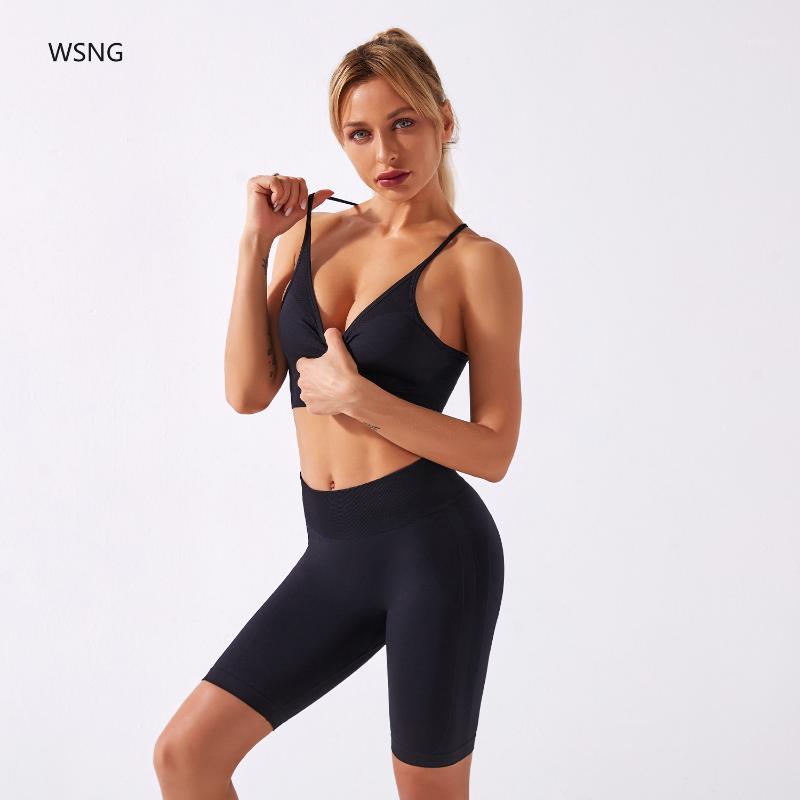 

Yoga Outfit 2pcs Set Bra Shorts Women Seamless Quick Dry Sets Sexy Slim Exercise Fitness Breathable Gym Clothing Sport, Pink