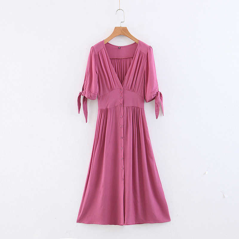 

Summer European and American women's style deep V-neck resort short-sleeved dress 210603, Black