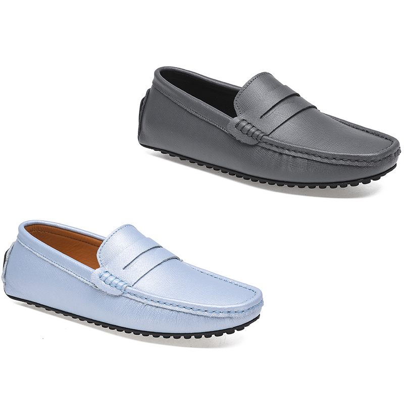 

2021 leather doudou men's casual driving shoes soft sole fashion black navy white blue silver yellow grey footwear all-match lazy cross-border -46 eight