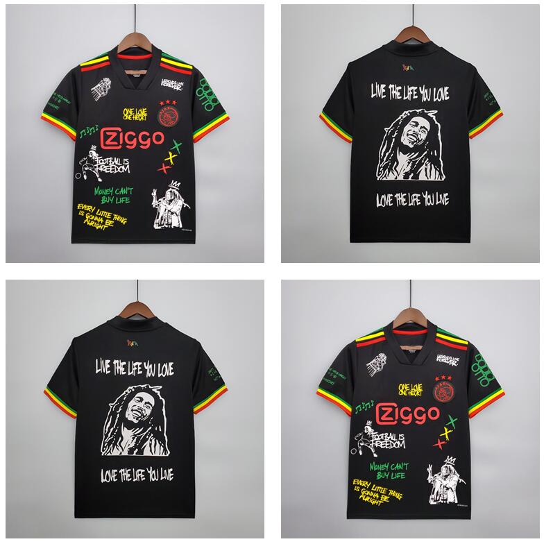 

21 22 SPECIAL Bob Marley ajaxes Soccer Jersey TADIC BERGHUIS HALLER NERES CRUYFF KLAASSEN GRAVENBERCH football shirt, Black;yellow